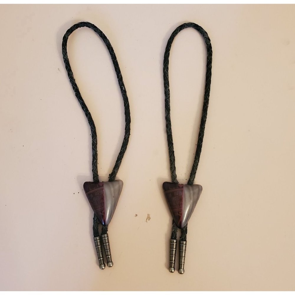 Lot of 2 Boot Bolo Ties Arrow Head Western Cowboy Rodeo Gypsy Classic Vintage